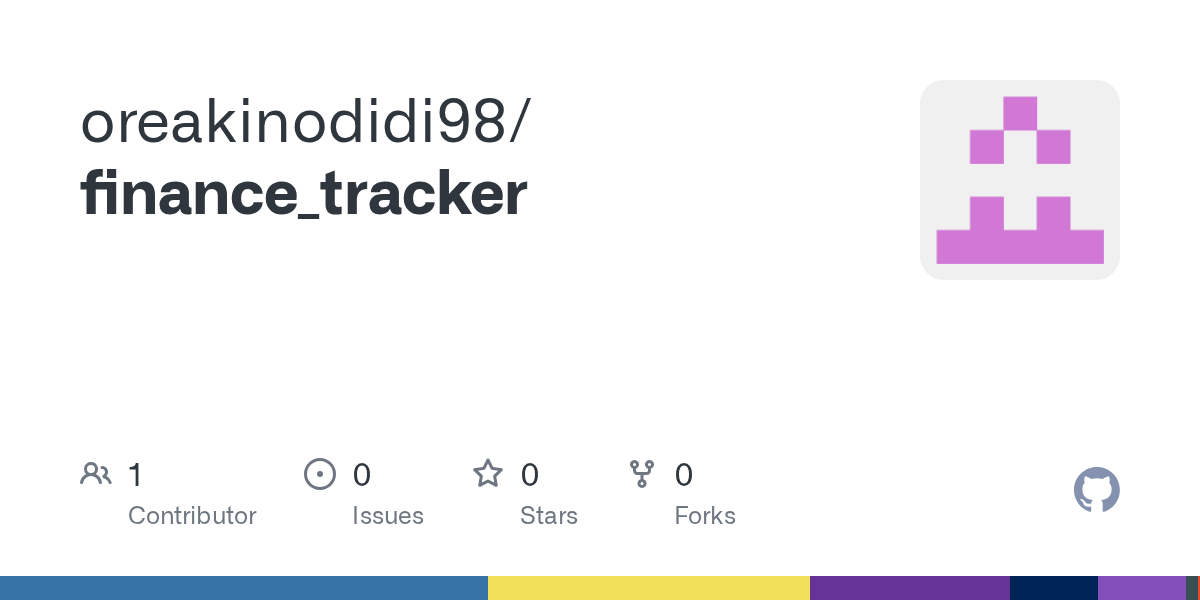 GitHub preview for the Finance Tracker application